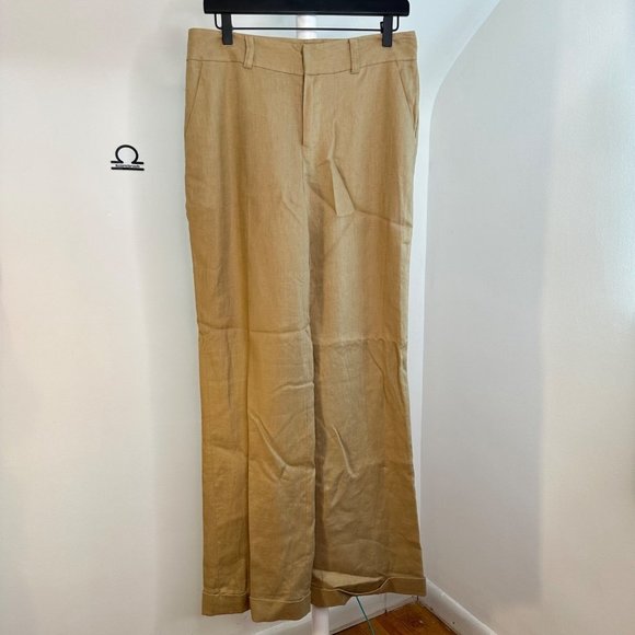 Lauren Ralph Lauren Camel Linen Wide Leg Pant NEW - Picture 1 of 4